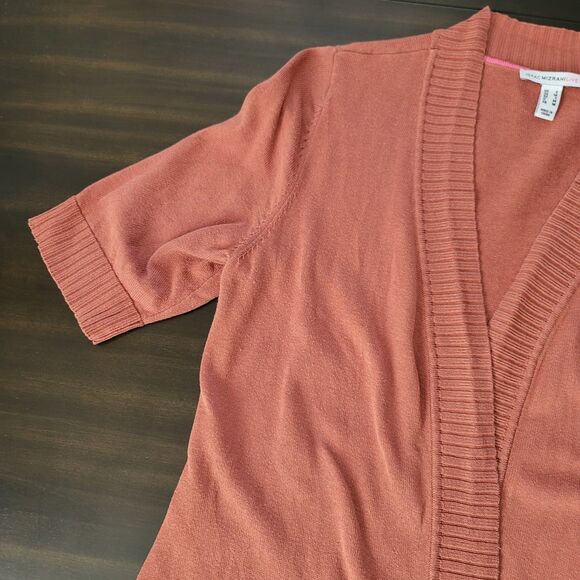 ISAAC MIZRAHI LIVE Open Front Cardigan Pink/Brown/Orange Boho SZ Small Pockets - Picture 8 of 16